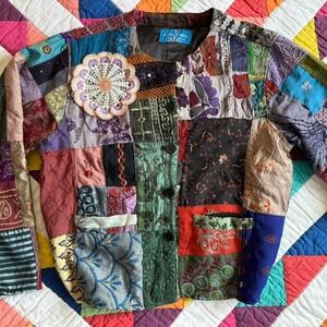 Sacred Threads Multicolored Patchwork Quilted Color-block Jacket